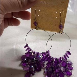 Purple chandelier earrings fish hook back NWT